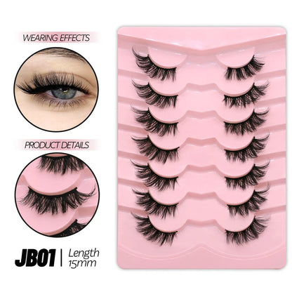 GROINNEYA Half Lashes, 5/7/10 Pairs, Soft Natural Cat Eye, Fluffy Faux Cils, Eyelash Extensions