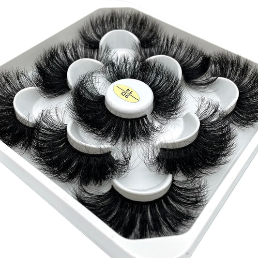 GROINNEYA 5 Pairs Mink Lashes, Faux Eyelashes, Dramatic Volume, Eyelash Extensions for Makeup