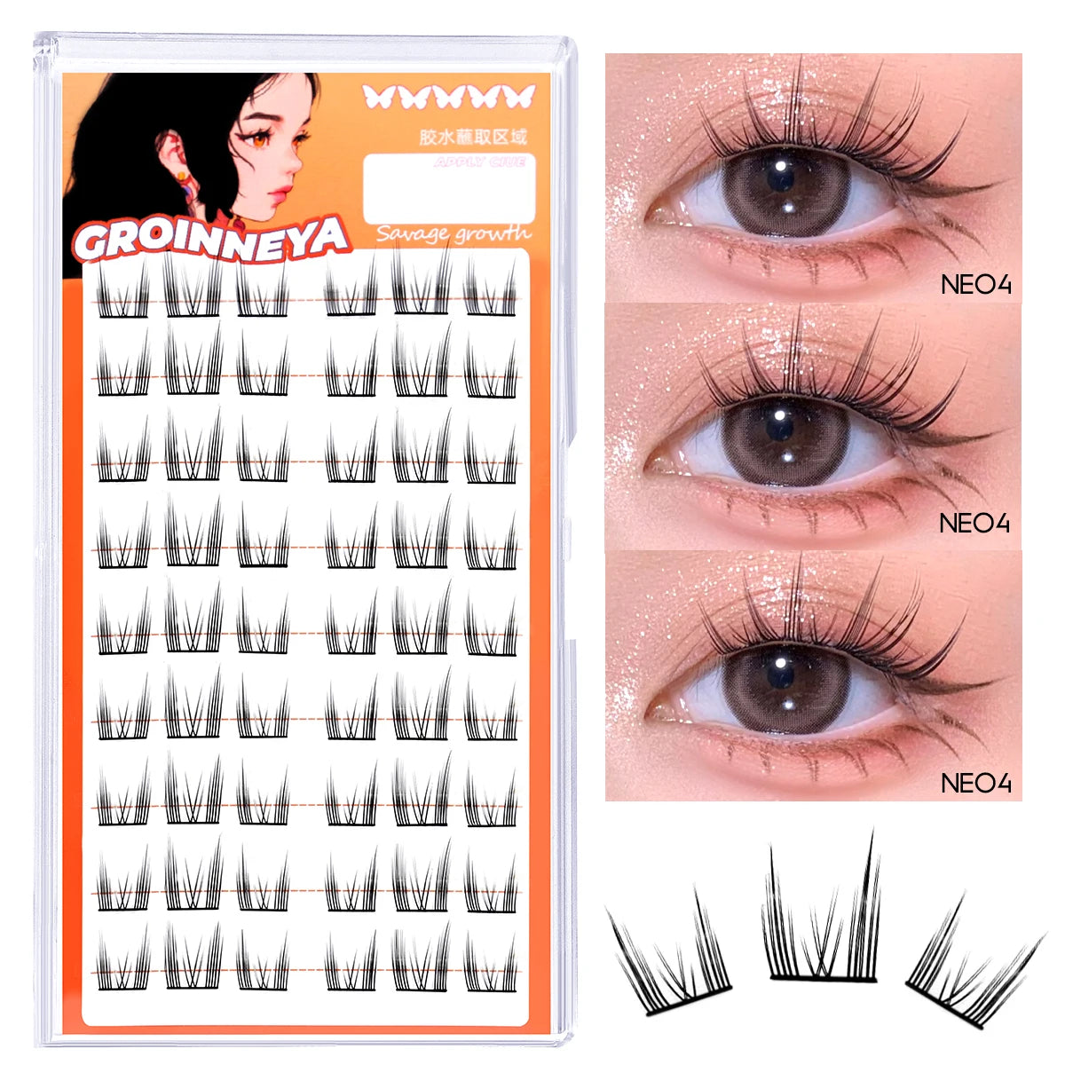 GROINNEYA DIY Manga Cluster Lashes, Anime Effect, Natural Look, Large Capacity