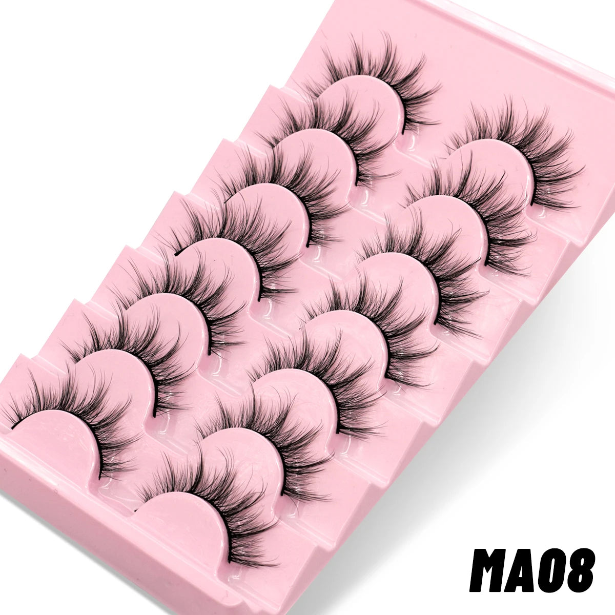 GROINNEYA 5/10 Pairs Natural False Eyelashes, Manga 3D Faux Mink, Soft Winged, Realistic Extensions