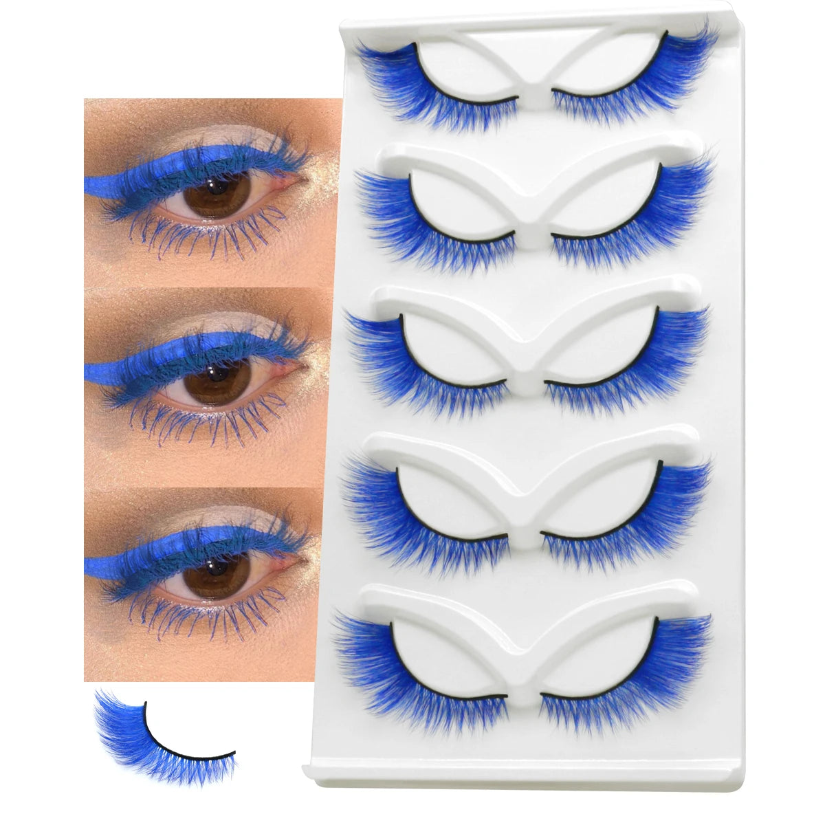 GROINNEYA Colorful False Eyelashes Cat Eye Lashes 3D Faux Mink Fluffy Eyelashes Russian Natural Thick Fluffy Lashes