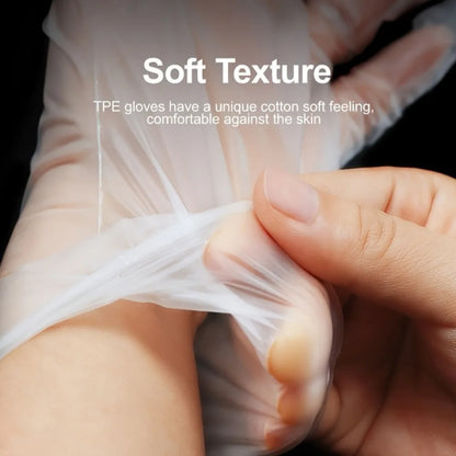 100-Piece Premium TPE Disposable Gloves - Clear, Food Grade, Durable & Anti-Static