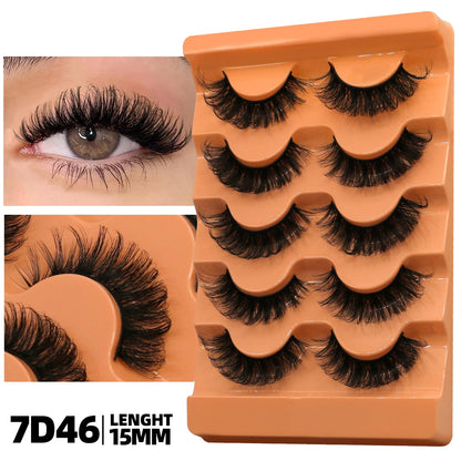 GROINNEYA Fluffy 8D Volume Mink Eyelashes, Soft Dramatic Wispy Lashes, Makeup Faux Cils