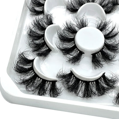 GROINNEYA 25mm 5 Pairs 3D Mink Lashes, Fluffy, Long, Thick, Natural False Eyelashes