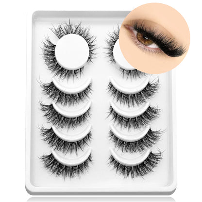 GROINNEYA 3D Mink Cat Eye Lashes, Natural Look, Clear Stem, Extension Effect