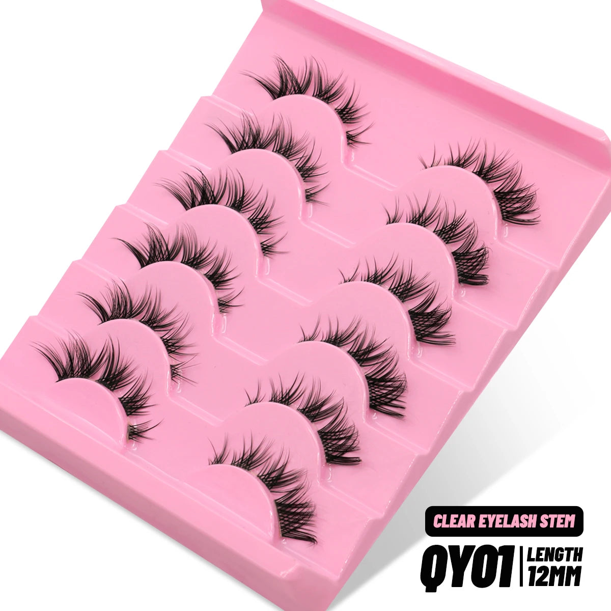 GROINNEYA Cat eye Lashes 5/6 pairs Clear Band Lashes Natural Look 6D Wispy Eyelashes False Lashes Eyelashs Extension