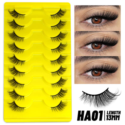 GROINNEYA Half Lashes, 5/7/10 Pairs, Soft Natural Cat Eye, Fluffy Faux Cils, Eyelash Extensions