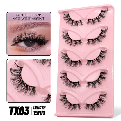 GROINNEYA Cat Eye Eyelashes, Wispy Faux Mink, Fluffy False Lashes, Soft Eye Makeup, Volume Extensions