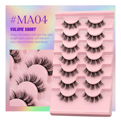 GROINNEYA 5/7 Pairs 3D Fluffy Manga Lashes, Wispy Natural Extension Look