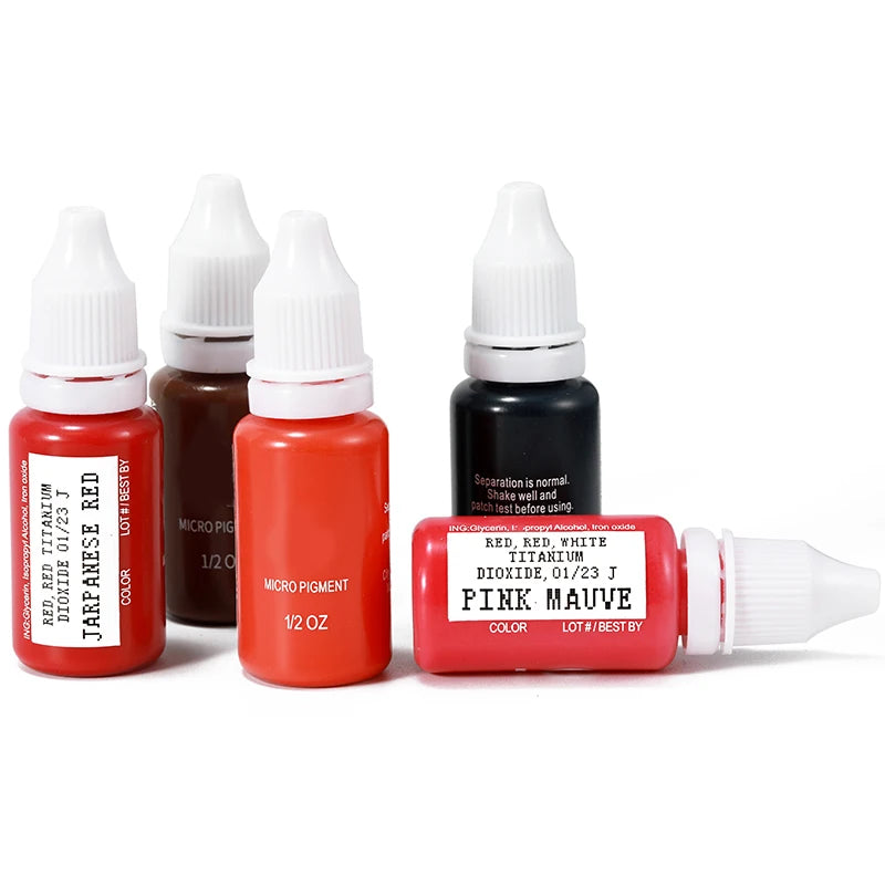 15ML Professional Tattoo Ink Set - PMU Pigment for Eyebrows, Lips, & Eyeliner