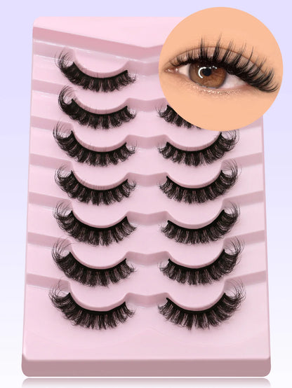 GROINNEYA Cat Eye Eyelashes, Wispy Faux Mink, Fluffy False Lashes, Soft Eye Makeup, Volume Extensions