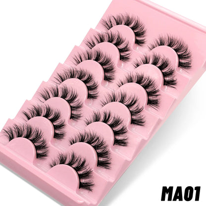 GROINNEYA 5/7 Pairs 3D Fluffy Manga Lashes, Wispy Natural Extension Look