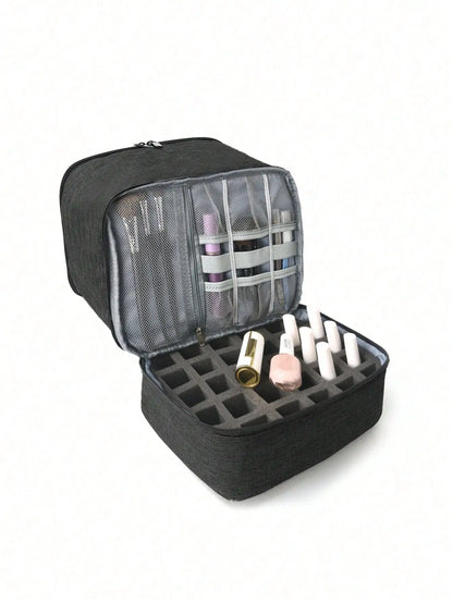 Women's Double-Layer Nail Polish Storage Bag - Portable Organizer & Travel Essential