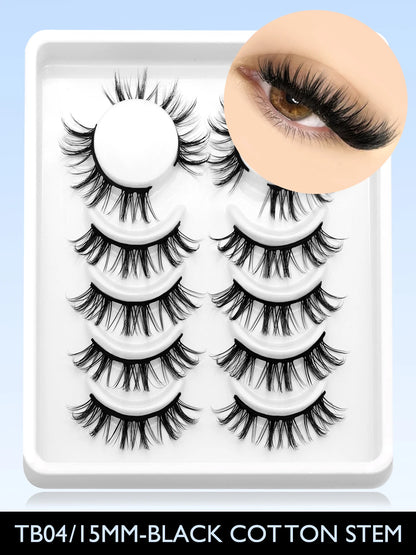 GROINNEYA Manga Lashes, 3D Fluffy Cross Wispy Cat Eye, Natural Extension Look