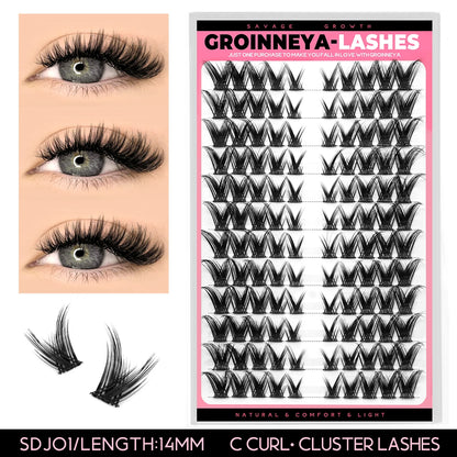 GROINNEYA Cluster Lashes Cat Eye Lashes Individual Lashes Natural Look Mixed Tray DIY Eyelash Extension Volume Lash Clusters