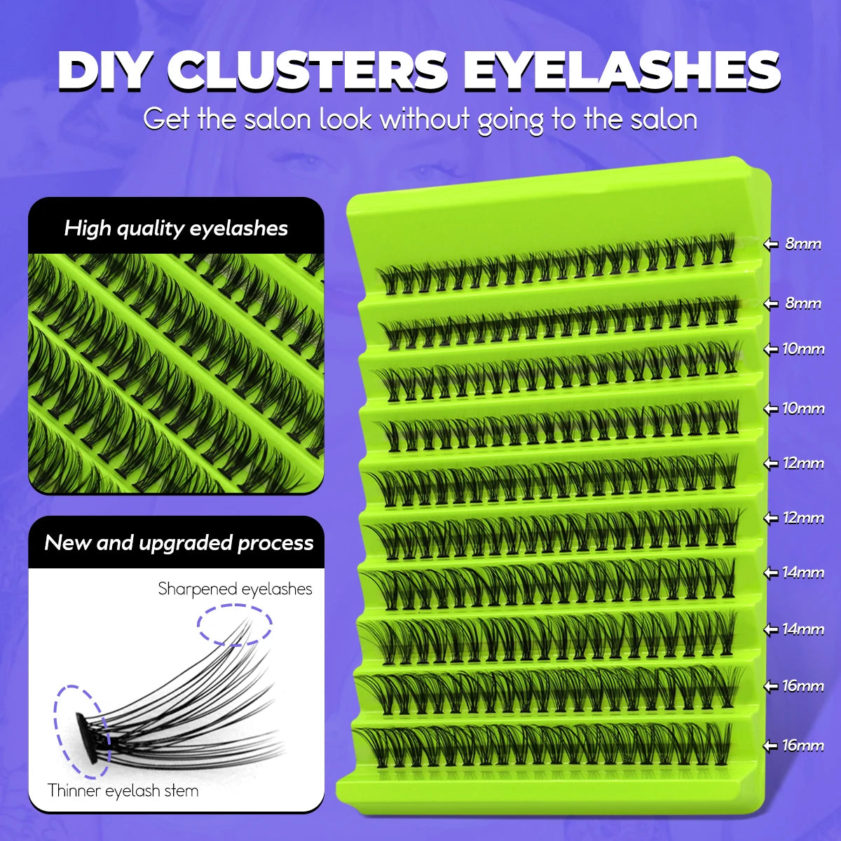 GROINNEYA Cluster Lashes, Natural Eyelash Extensions, Volume Individual Lashes, Mixed Tray, Faux Mink