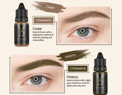 YD 12ML 20-Color Tattoo Microblading Ink for Eyebrows & Eyeliner - Semi Permanent