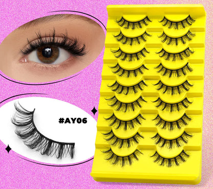 GROINNEYA 5/7/9 Pairs Eyelashes Faux Mink Eyelashes Extension Natural False Eyelashes 3D Wispy Lashes Manga Lashes