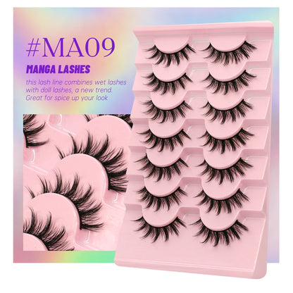 GROINNEYA 5/7 Pairs 3D Fluffy Manga Lashes, Wispy Natural Extension Look