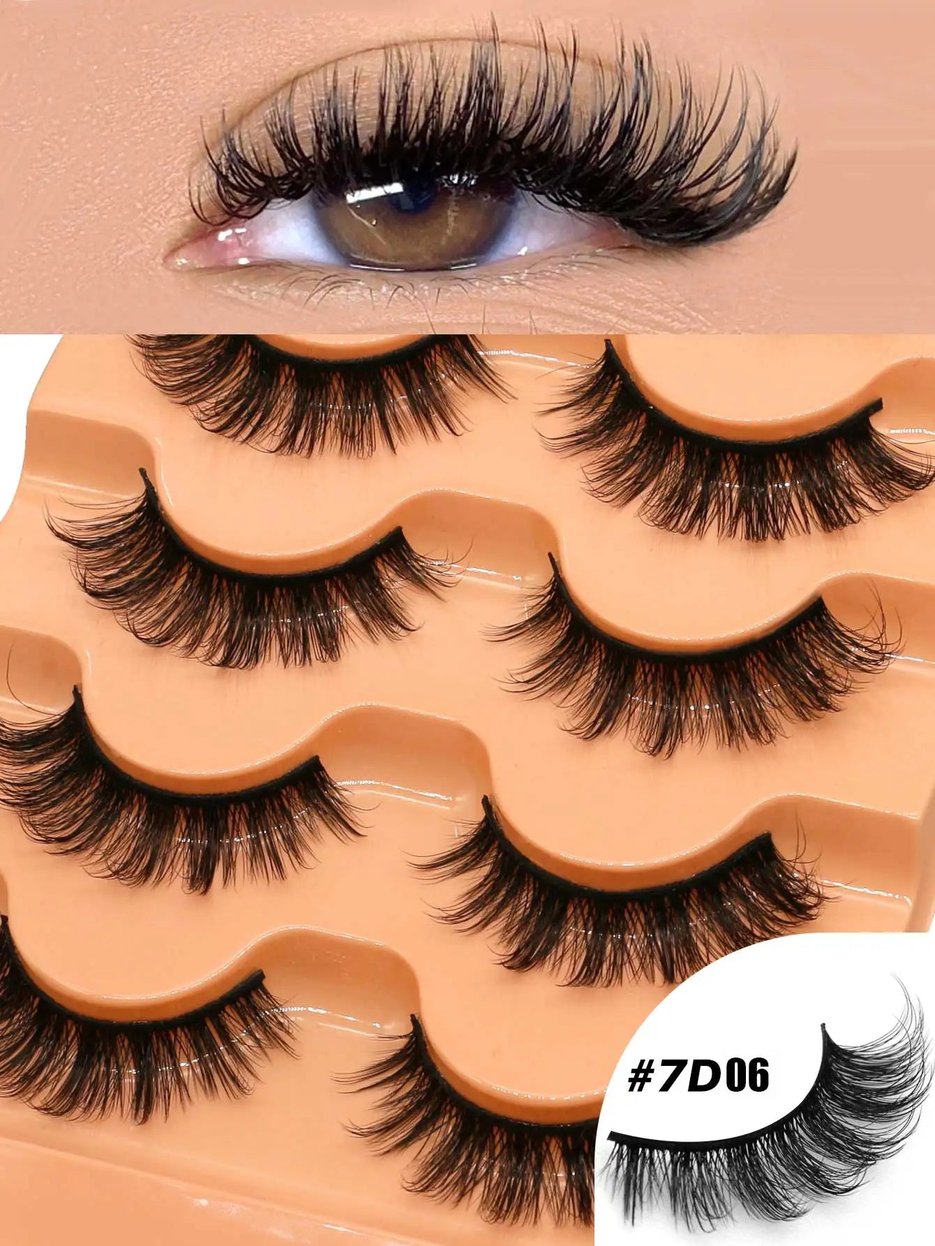 GROINNEYA Fluffy 8D Volume Mink Eyelashes, Soft Dramatic Wispy Lashes, Makeup Faux Cils