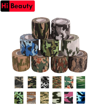 1 Roll Disposable Self-Adhesive Camouflage Bandage Tape for Tattoo Grip & Handle