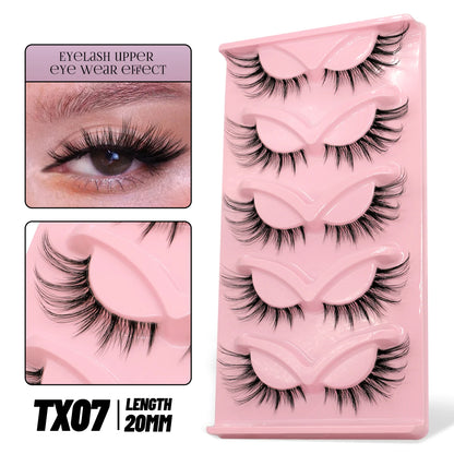 GROINNEYA Cat Eye Eyelashes, Wispy Faux Mink, Fluffy False Lashes, Soft Eye Makeup, Volume Extensions