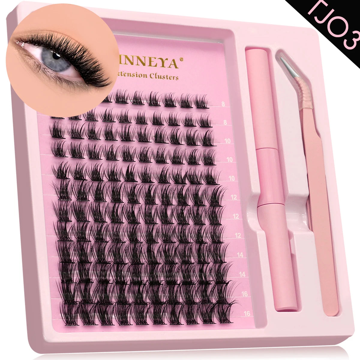 GROINNEYA Lash Clusters Kit, Waterproof Strong Hold, DIY Lash Extensions, Bond & Seal, Tweezers