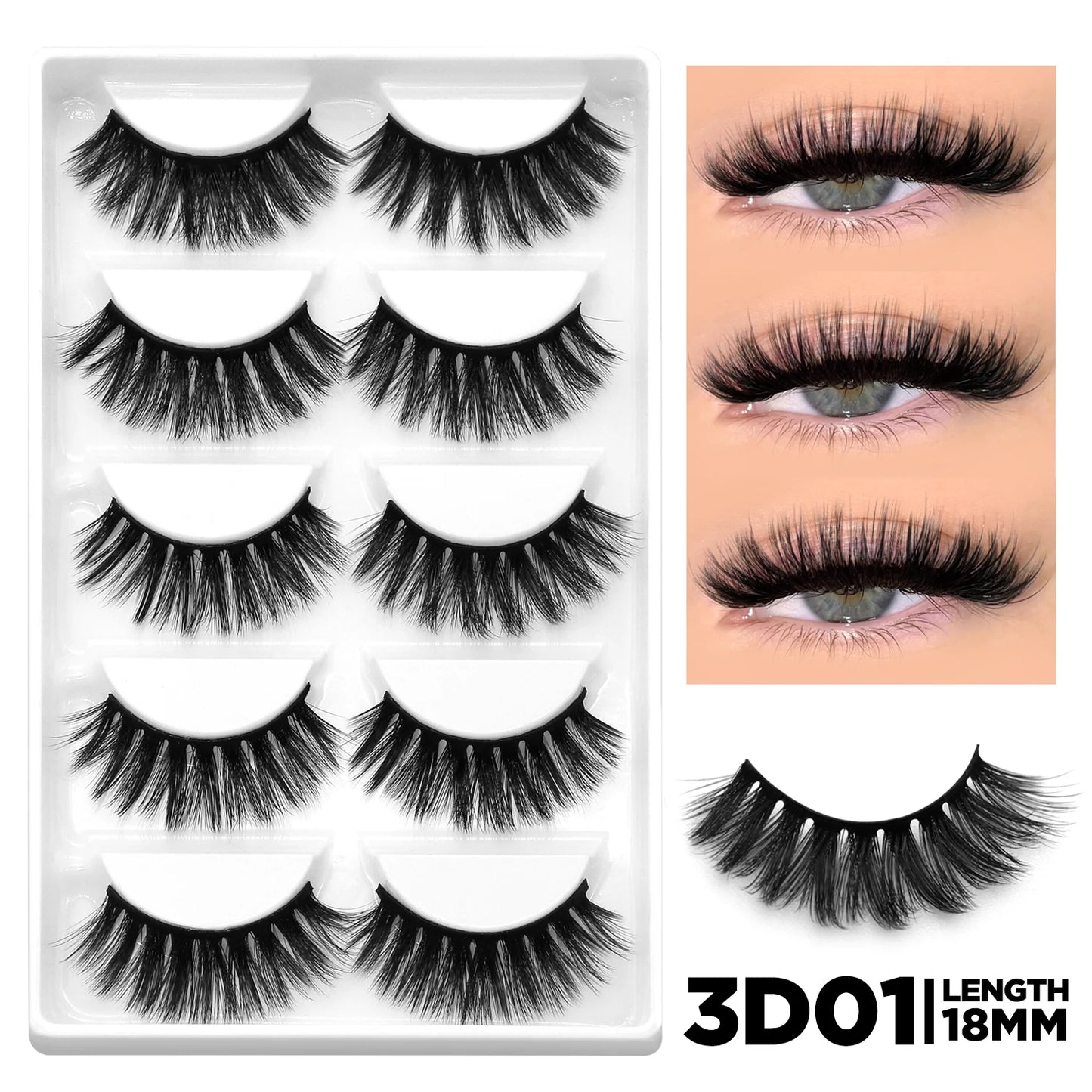 GROINNEYA 3D Fluffy Faux Mink Lashes, Dramatic Volume, Natural Extension Look