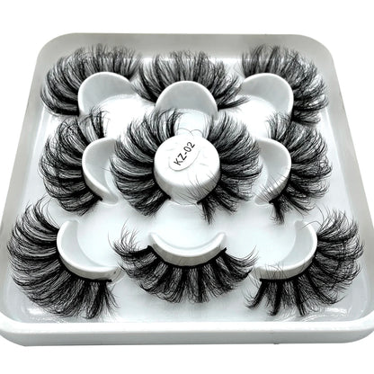 GROINNEYA 25mm 5 Pairs 3D Mink Lashes, Fluffy, Long, Thick, Natural False Eyelashes