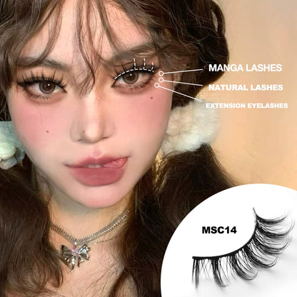 GROINNEYA 5/10 Pairs Natural False Eyelashes, Manga 3D Faux Mink, Soft Winged, Realistic Extensions