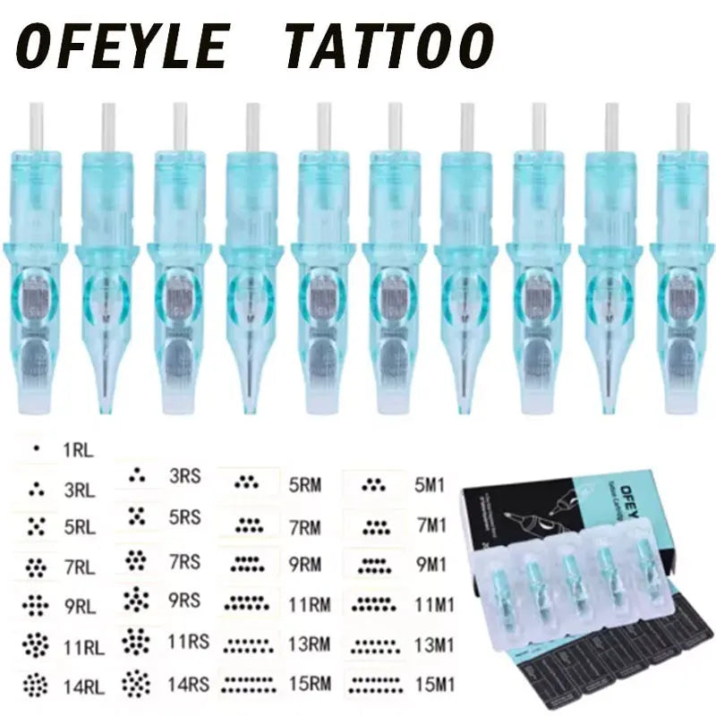 20PCS OFEYLE Sterilized Tattoo Needle Cartridges - RL, RS, RM, M1 Compatible