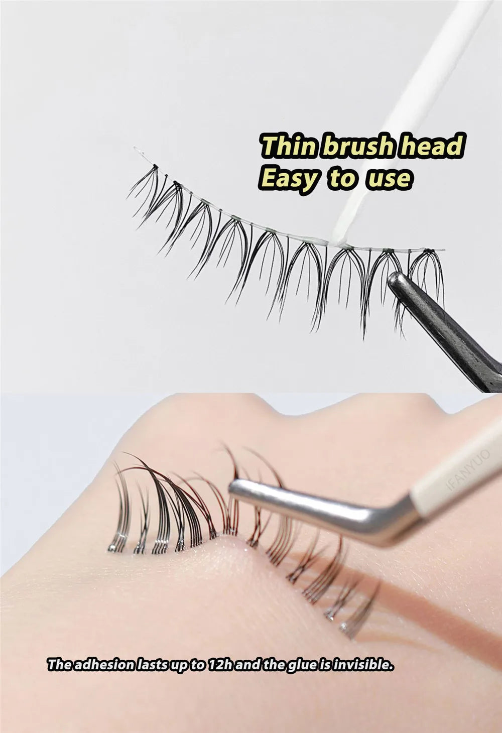 Waterproof Eyelash Glue, Quick-Dry Adhesive, False Lashes with Tweezers, Clear Extension Glue