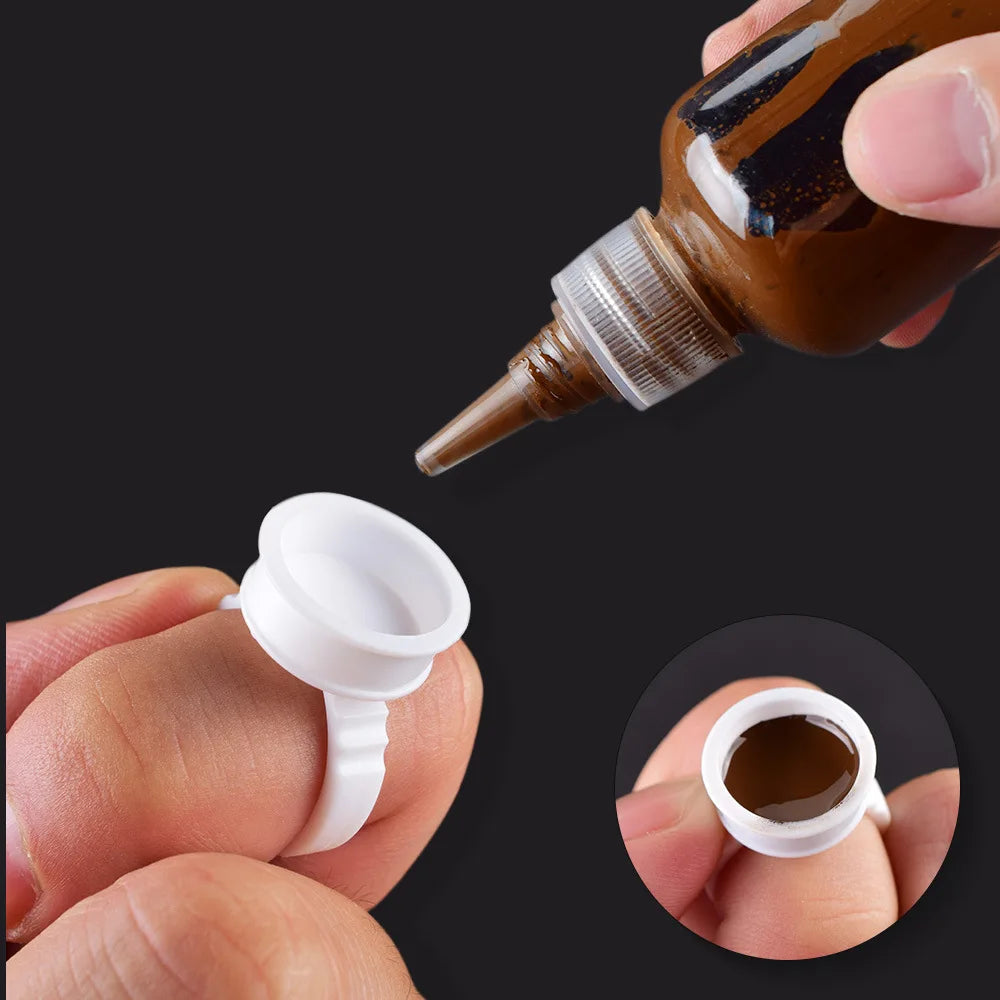 100pcs S/M/L Disposable Tattoo Ink Rings Cups Eyebrow Lip Tattoo Pigments Holder Ring Container Permanent Makeup Accessories