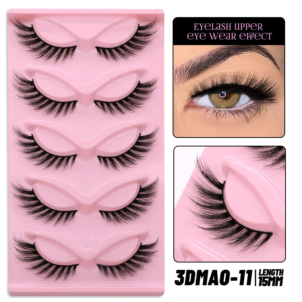 GROINNEYA Cat Eye Faux Mink Lashes, Winged End, Elongated, Natural Long Eyelash Extensions