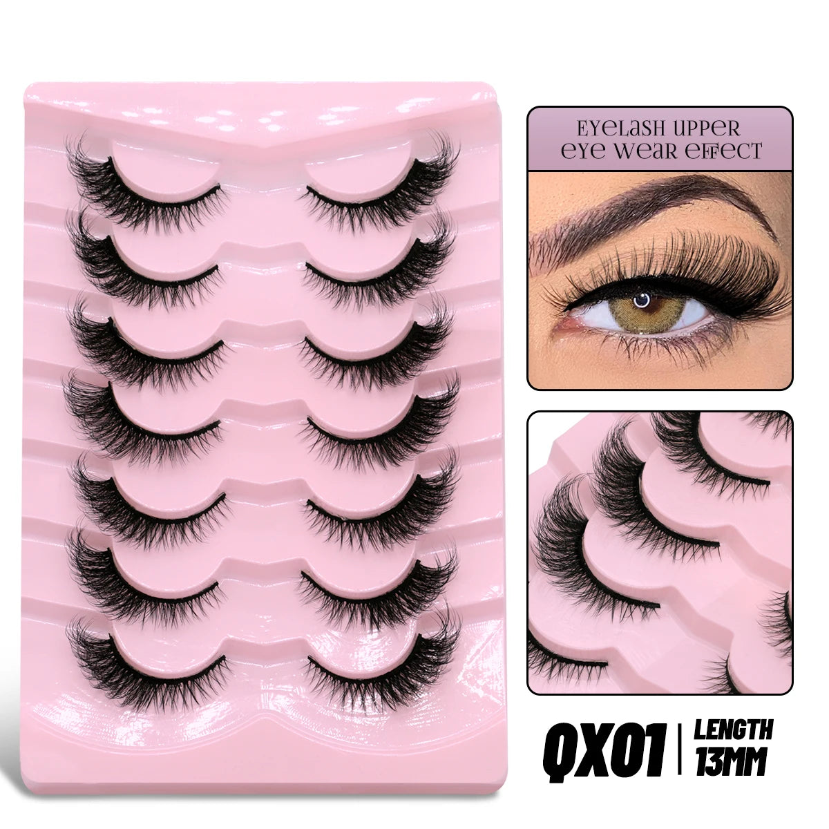 GROINNEYA Cat Eye Faux Mink Lashes, Winged End, Elongated, Natural Long Eyelash Extensions