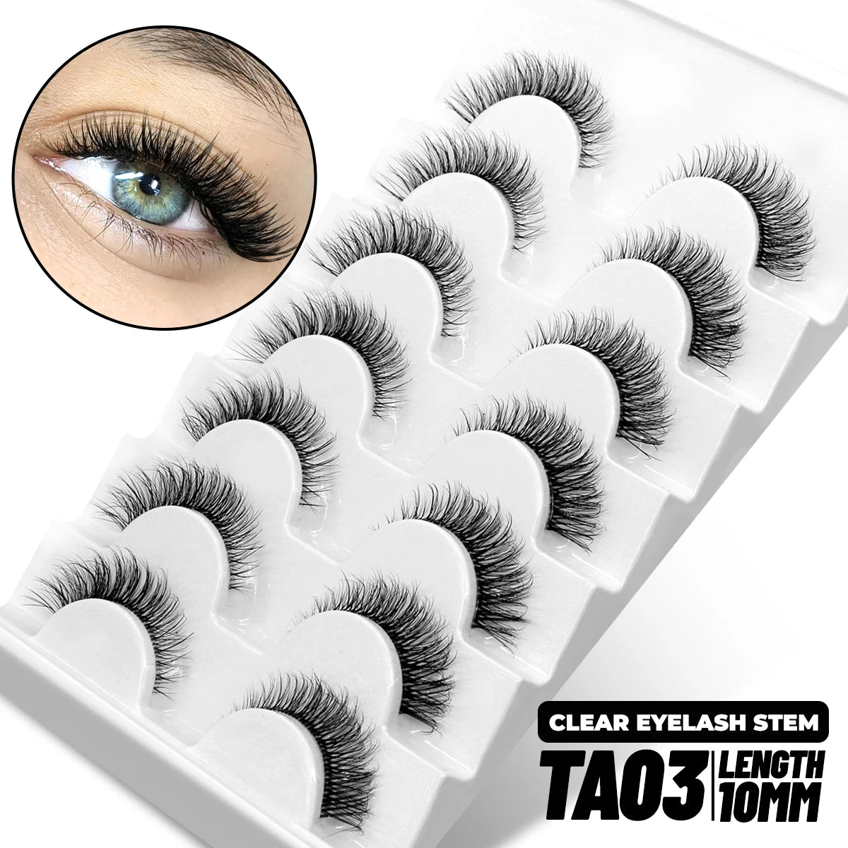 GROINNEYA 5/10 Pairs Mink Eyelashes, Invisible Band, Natural False Lashes, 3D Faux Mink Extensions