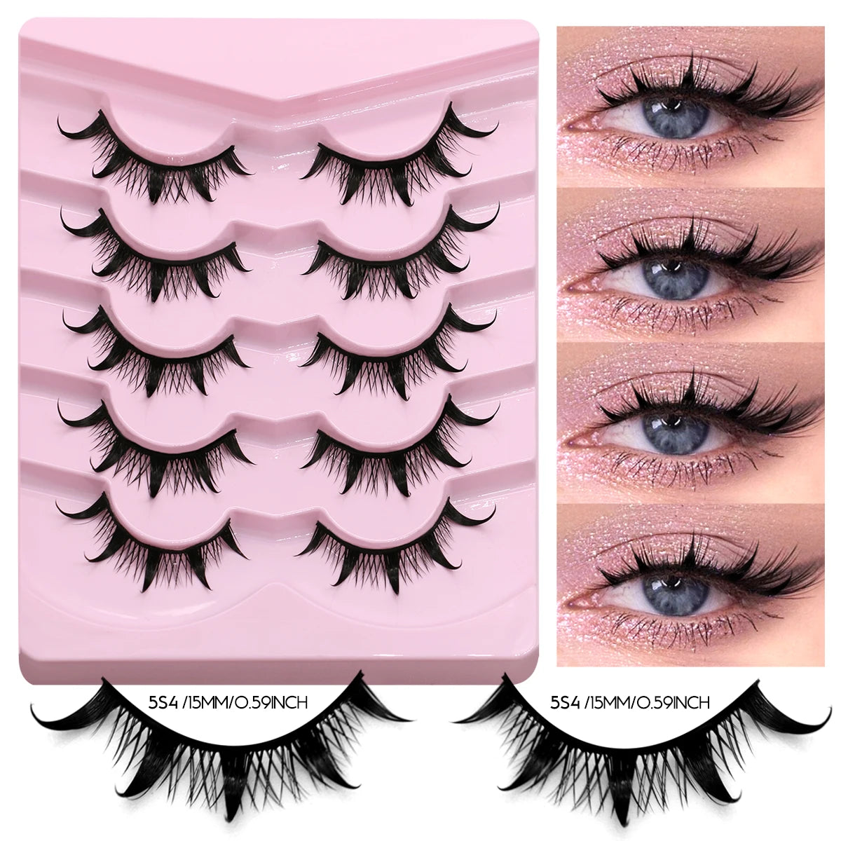 GROINNEYA Manga 3D Mink Lashes, Soft Cross Wispy, Natural False Eyelashes, Eyelash Extensions