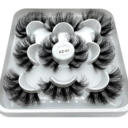 GROINNEYA 25mm 5 Pairs 3D Mink Lashes, Fluffy, Long, Thick, Natural False Eyelashes