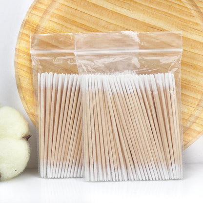 100/300PCS Disposable Cotton Swab Brushes - Lint-Free Micro Makeup & Glue Removers