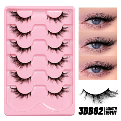 GROINNEYA Manga Lashes, 3D Fluffy Cross Wispy Cat Eye, Natural Extension Look