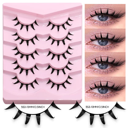 GROINNEYA Manga 3D Mink Lashes, Soft Cross Wispy, Natural False Eyelashes, Eyelash Extensions