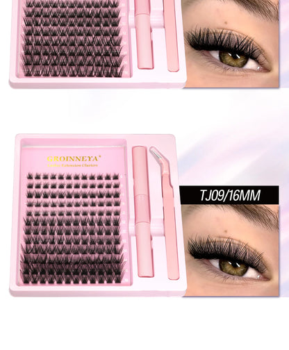 GROINNEYA Lash Clusters Kit, Waterproof Strong Hold, DIY Lash Extensions, Bond & Seal, Tweezers