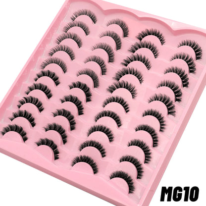 GROINNEYA 5/20 Pairs Russian Strip Lashes, DD Curl, Natural Lashes, 4 Styles, Eyelash Extensions