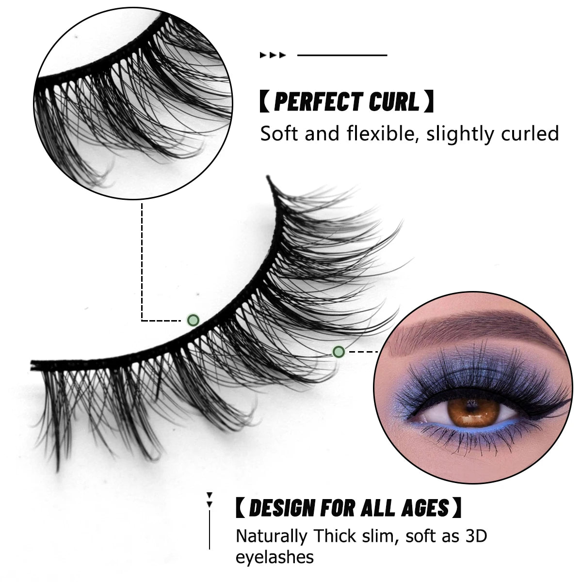 GROINNEYA 5/7 Pairs 3D Fluffy Manga Lashes, Wispy Natural Extension Look