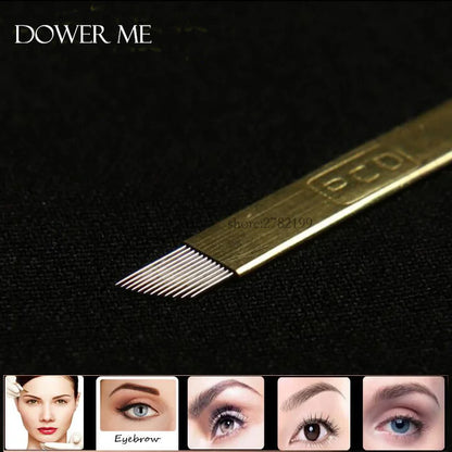 50PCS PCD Microblading Needles - Eyebrow & Lip PMU Blades for Tebori Tattoo