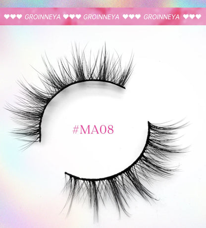 GROINNEYA 5/7 Pairs 3D Fluffy Manga Lashes, Wispy Natural Extension Look