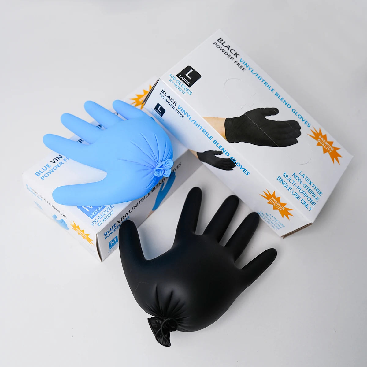 100Pcs Disposable Black/Blue Nitrile Tattoo Gloves - S/M/L/XL Sizes, Safety Glove