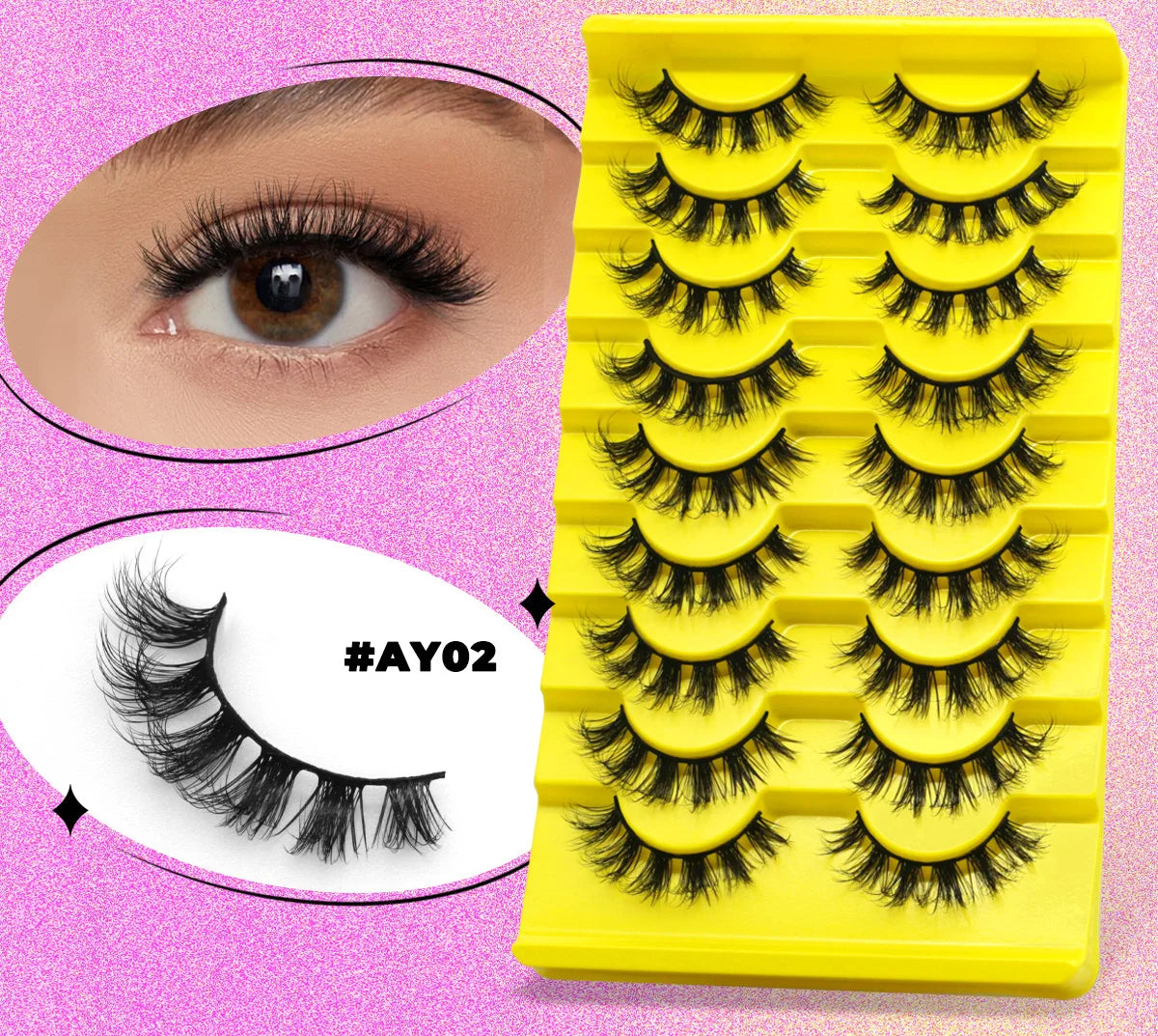 GROINNEYA 5/7/9 Pairs Eyelashes Faux Mink Eyelashes Extension Natural False Eyelashes 3D Wispy Lashes Manga Lashes