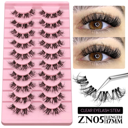 GROINNEYA 5/10 Pairs Mink Eyelashes, Invisible Band, Natural False Lashes, 3D Faux Mink Extensions