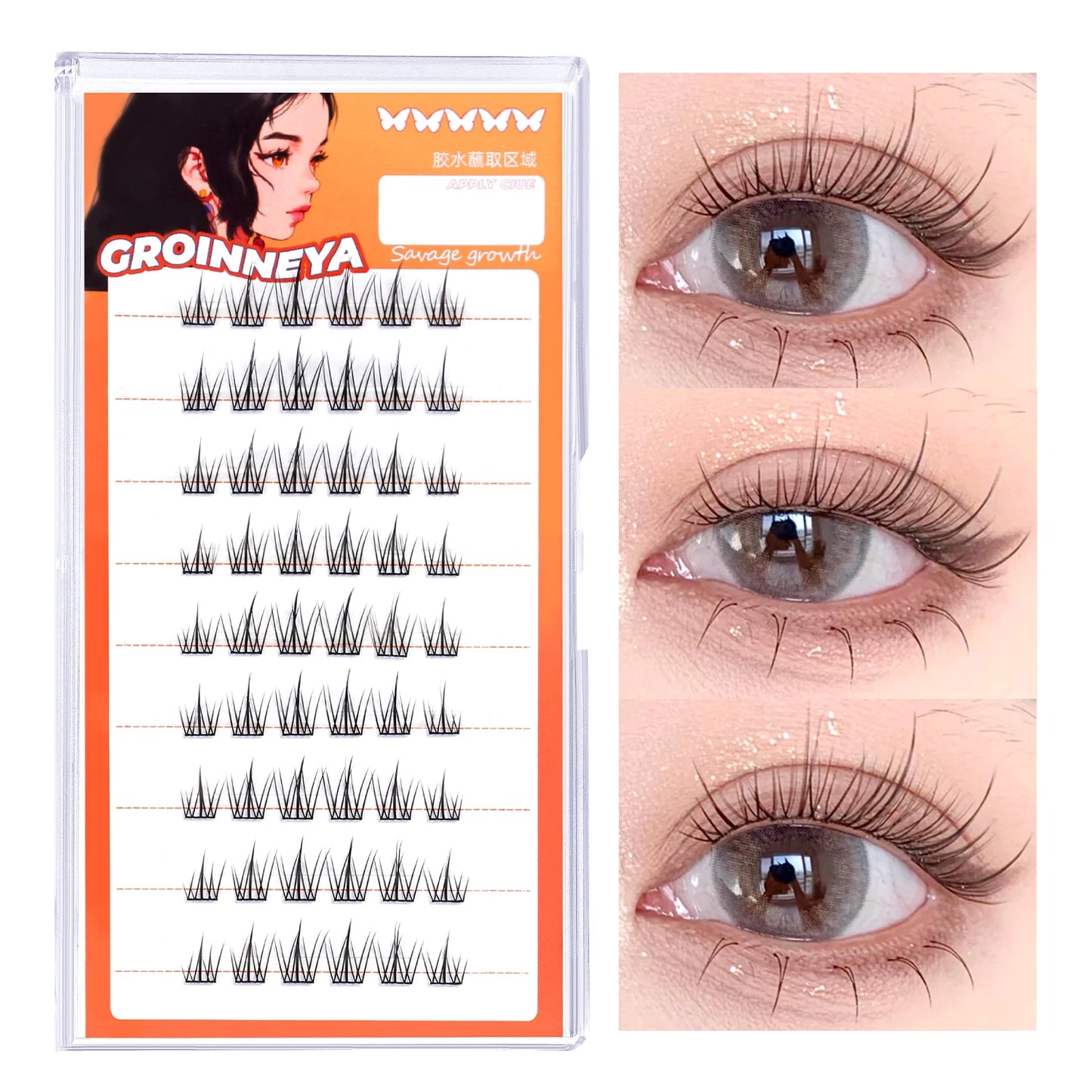 GROINNEYA DIY Manga Cluster Lashes, Anime Effect, Natural Look, Large Capacity